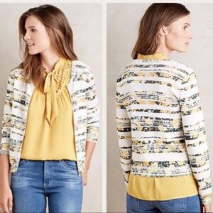 Anthropologie Moth Array Floral Striped Zippered Cardigan Jacket Small